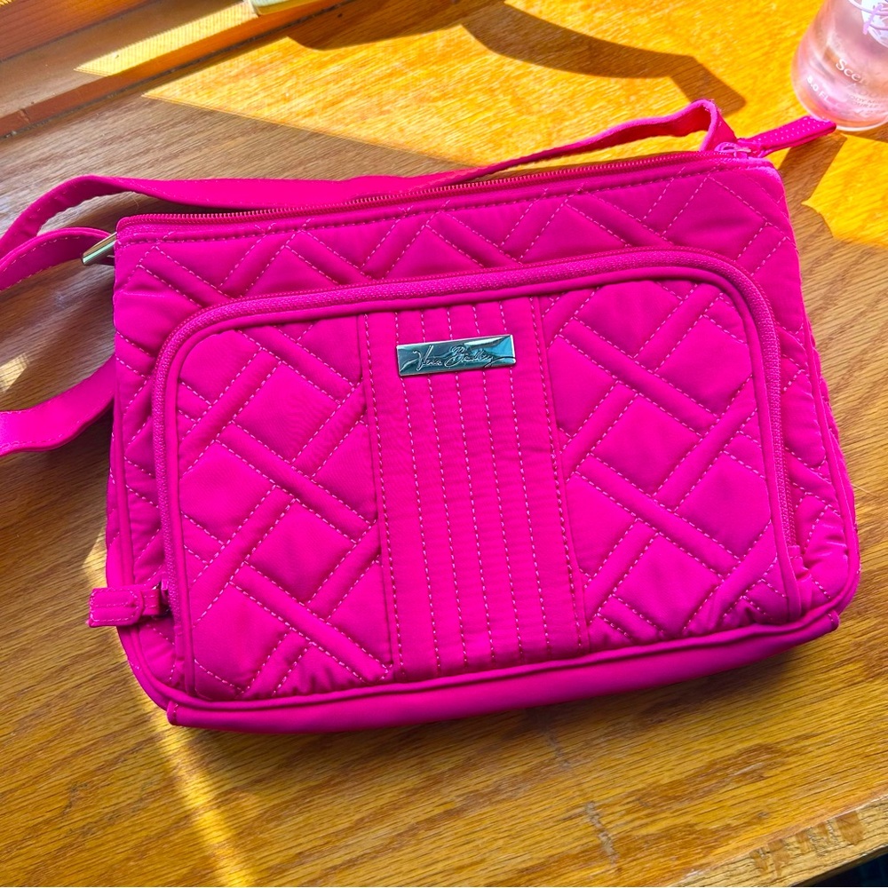 Vera Bradley little hipster in fuchsia pink  microfiber quilted